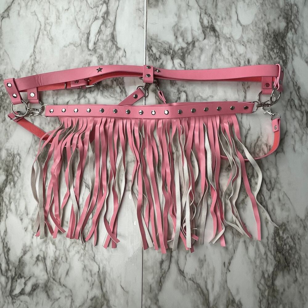 F0056 Pink Fringe Belt One Size Fits Most